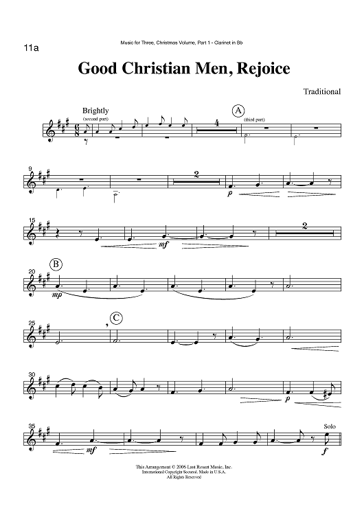 Good Christian Men, Rejoice - Part 1 Clarinet in Bb