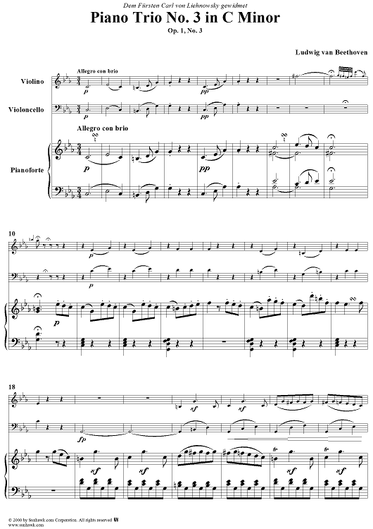 Piano Trio No. 3 in C Minor, Op. 1, No. 3 - Piano