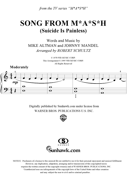 Song from M*A*S*H (Suicide Is Painless)
