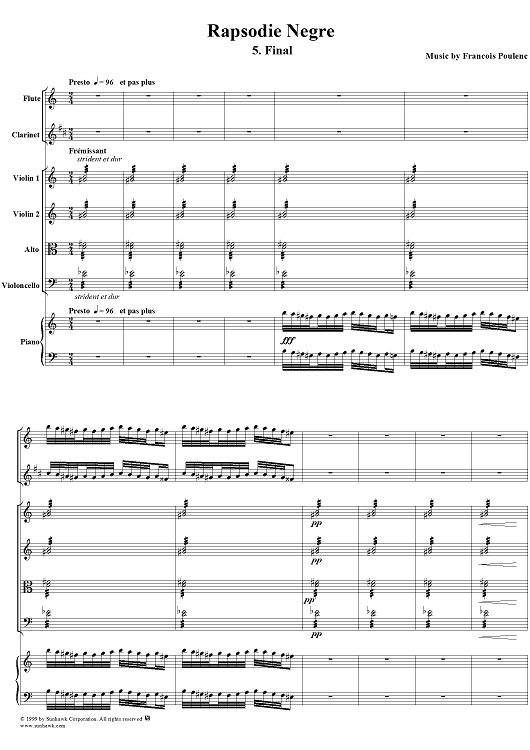 Rapsodie Nègre, V. Final - Score