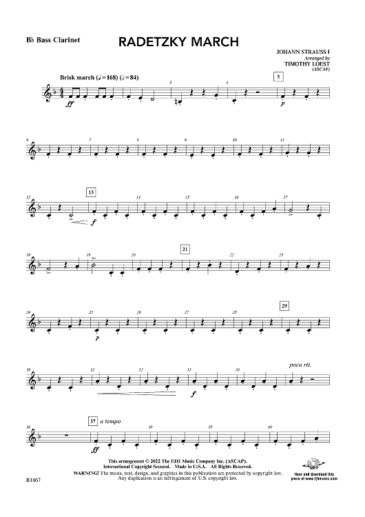 Radetzky March - Bb Bass Clarinet