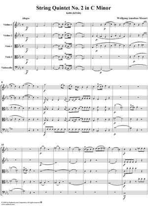 String Quintet No. 2 in C Minor, K406 - Score