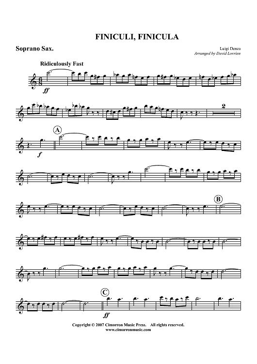 Finiculi, Finicula - Soprano Saxophone