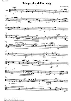 Trio de corda núm. 1 (String trio No. 1) - Viola