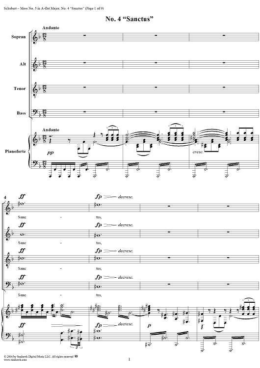 Mass No. 5 in A-flat Major, D678, No. 4: Sanctus