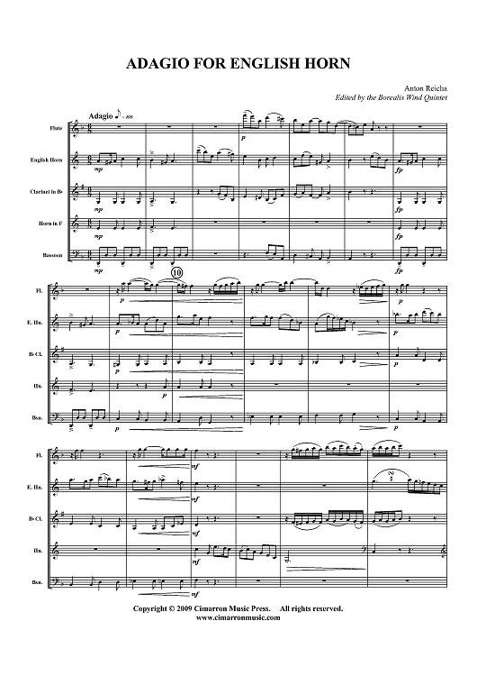 Adagio for English Horn - Score