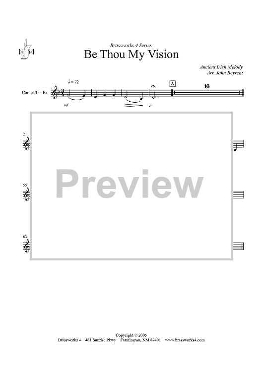 Be Thou My Vision - Cornet 3 in Bb