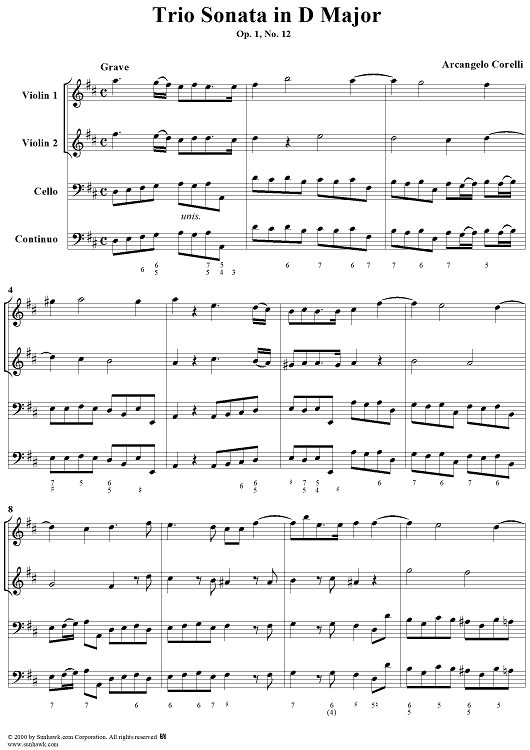 Trio Sonata in D Major, op. 1, no. 12