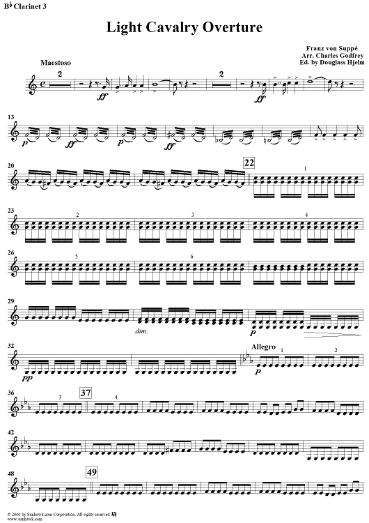 Light Cavalry Overture - Clarinet 3