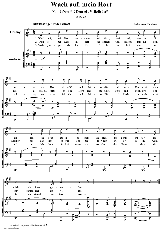 Wach auf, mein Hort - No. 13 from "49 Deutsche Volkslieder"  WoO 33