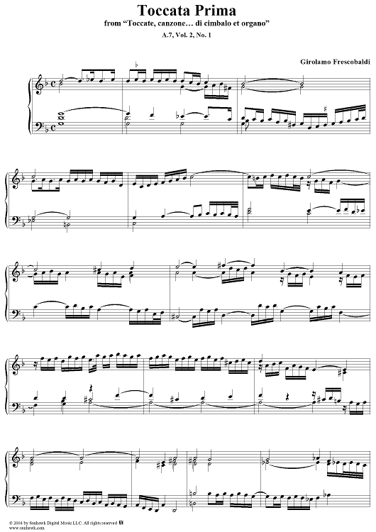 Toccata Prima, No. 1 from "Toccate, canzone ... di cimbalo et organo", Vol. II