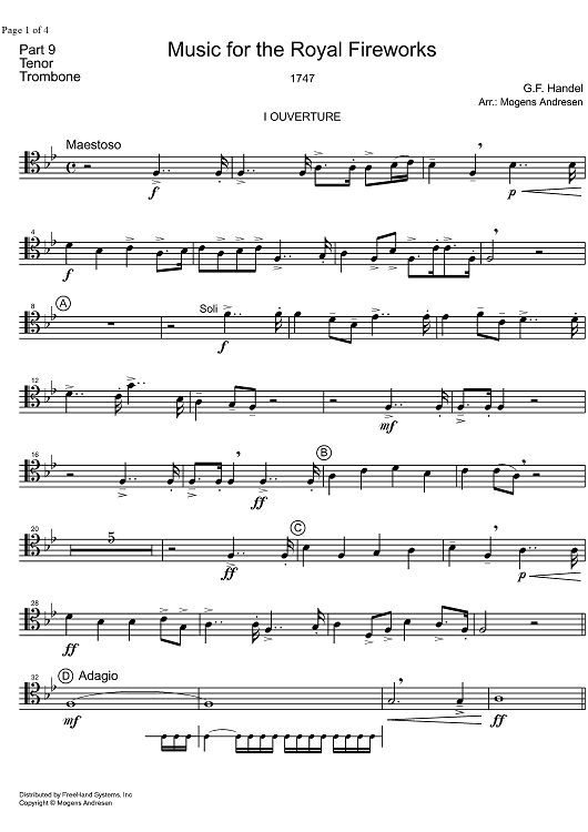 Music for the Royal Fireworks HWV 351 - Tenor Trombone