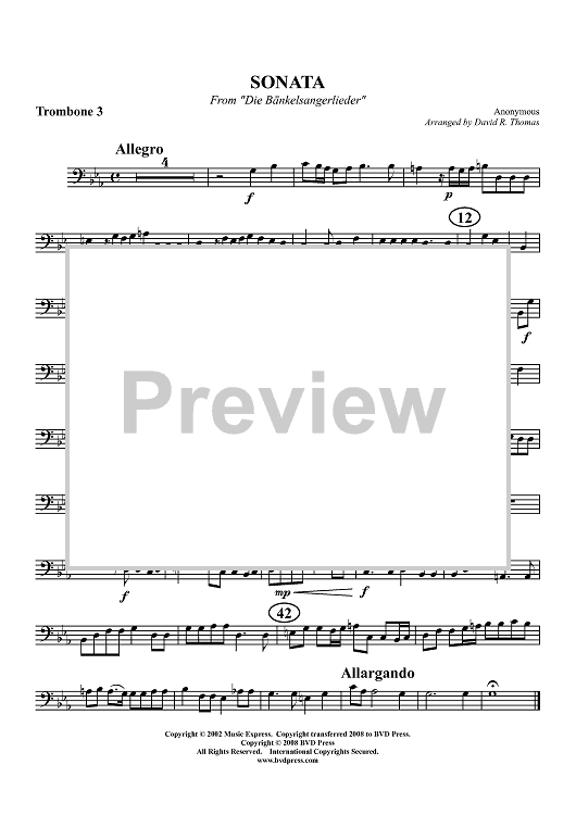Sonata from "Die Bänkelsangerlieder" - Trombone 3