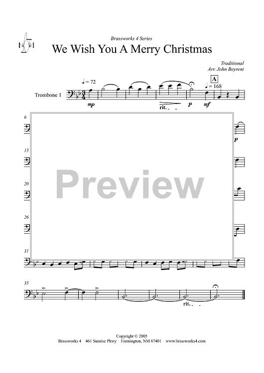 We Wish You a Merry Christmas - Trombone 1