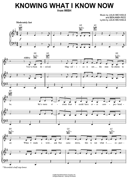 Knowing What I Know Now From Wish Sheet Music For Piano Vocal Chords Knowing what i know now from wish sheet music for piano vocal chords