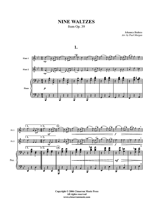 Nine Waltzes from Op. 39 - Piano Score