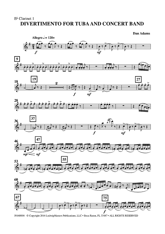 Divertimento for Tuba and Concert Band - Clarinet 1 in Bb