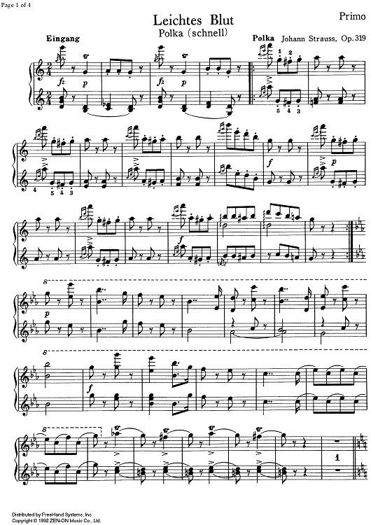 Leichtes Blut Op.319 - Piano 1