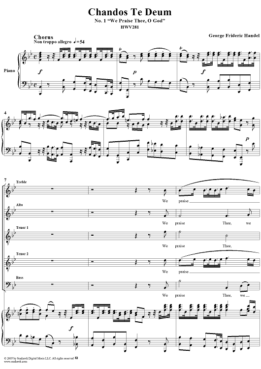 Chandos Te Deum in B-flat Major, HWV281: No. 1, We Praise Thee, O God
