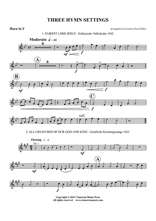 Three Hymn Settings - Horn in F