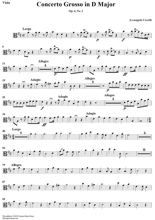 Concerto Grosso No. 1 in D Major, Op. 6, No. 1 - Viola