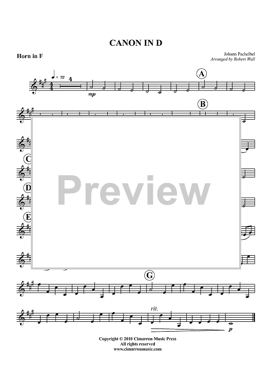 Canon in D - Horn in F