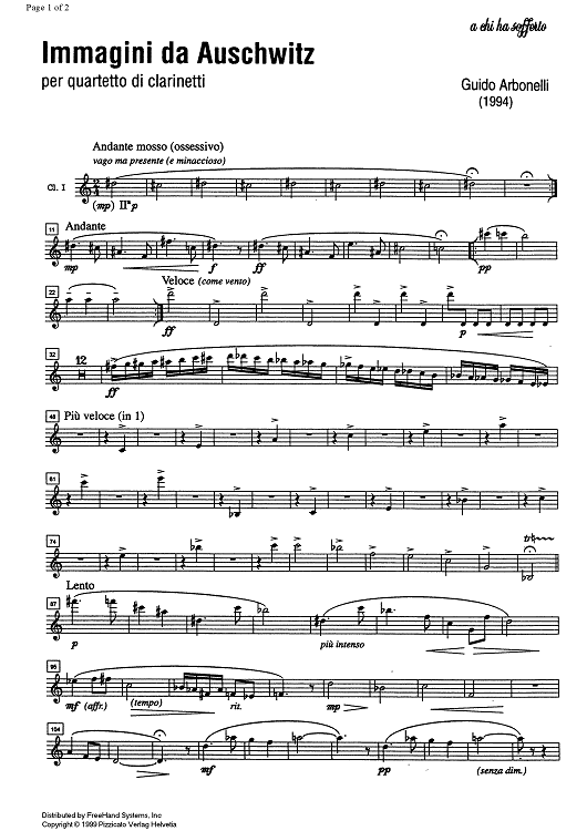 Immagini da Auschwitz - Clarinet 1