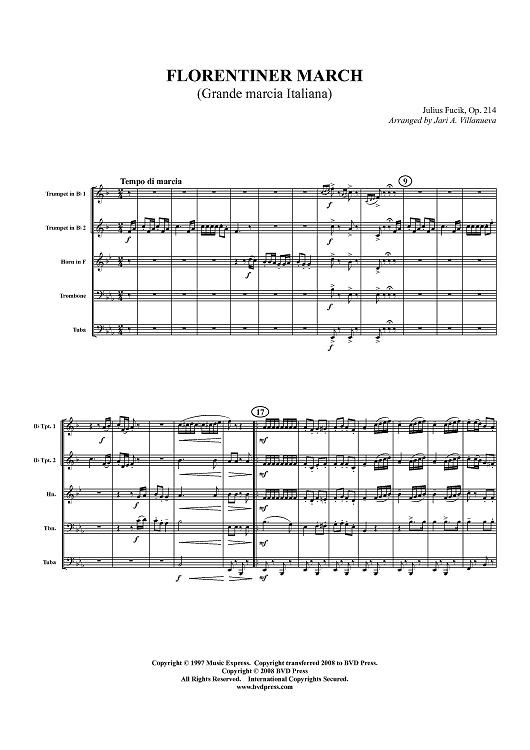Florentiner March (Grande marcia Italiana) - Score