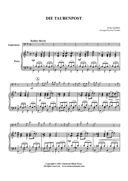 Die Taubenpost - Piano Score