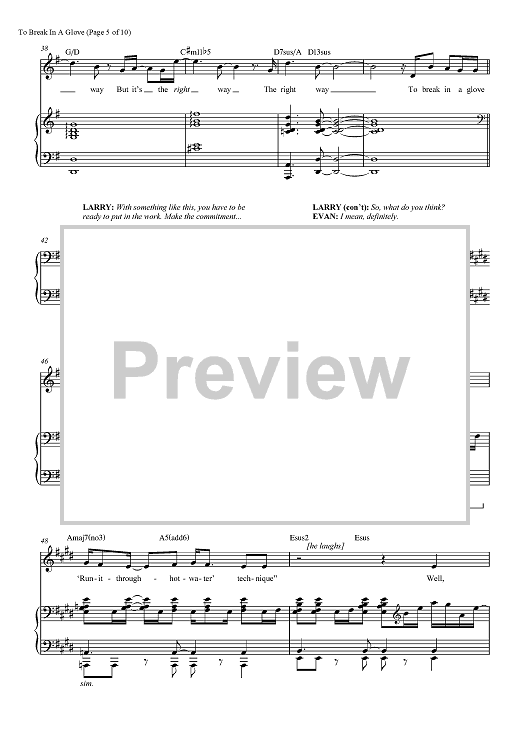 To Break In A Glove from Dear Evan Hansen" Sheet Music for Piano