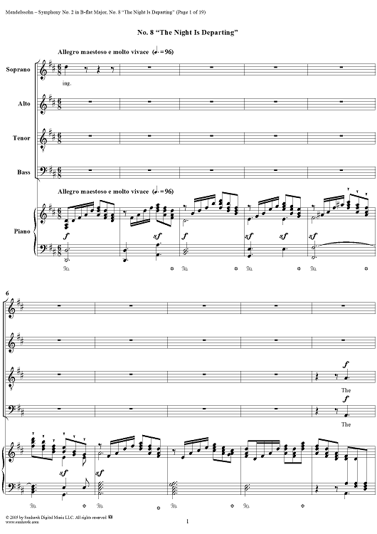 The night is departing (Chorus), No. 8 from Symphony No. 2 in B-flat Major "Hymn of Praise", Op. 52