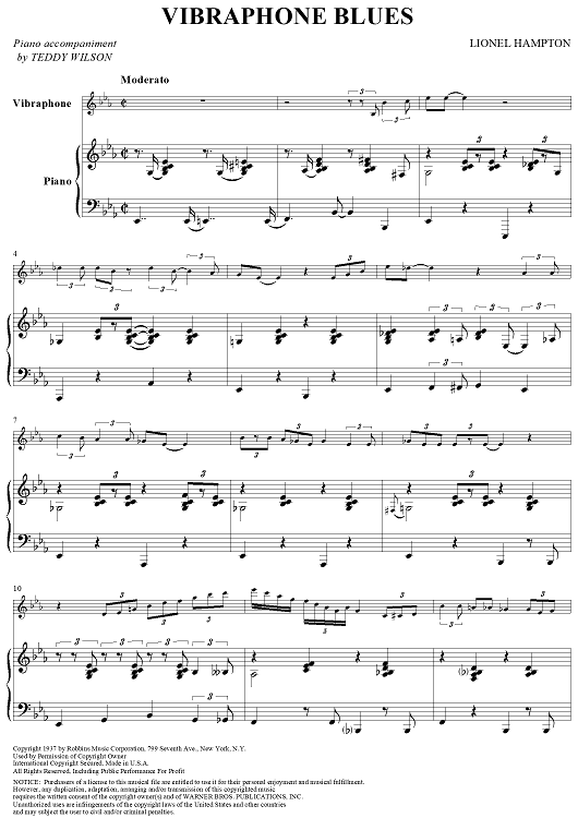 Vibraphone Blues - Piano Score
