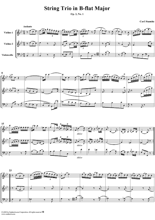 String Trio in B-flat major, Op. 2 No. 1 - Score