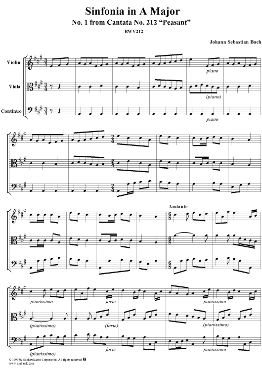Sinfonia in A major - No. 1 from Cantata No. 212 "Peasant" - BWV212