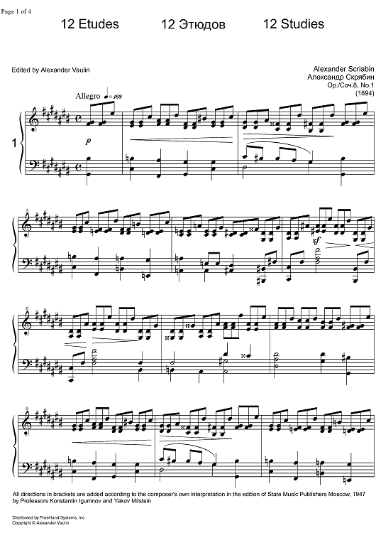 Etude Op. 8 No. 1 - Piano