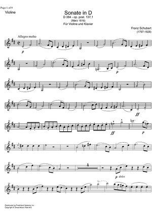 Sonatina D Major D384 - Violin