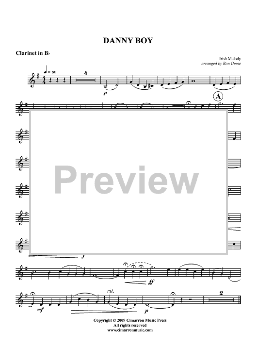 Danny Boy - Clarinet in B-flat