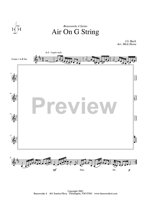 Air on G String - Cornet 1/Trumpet 1