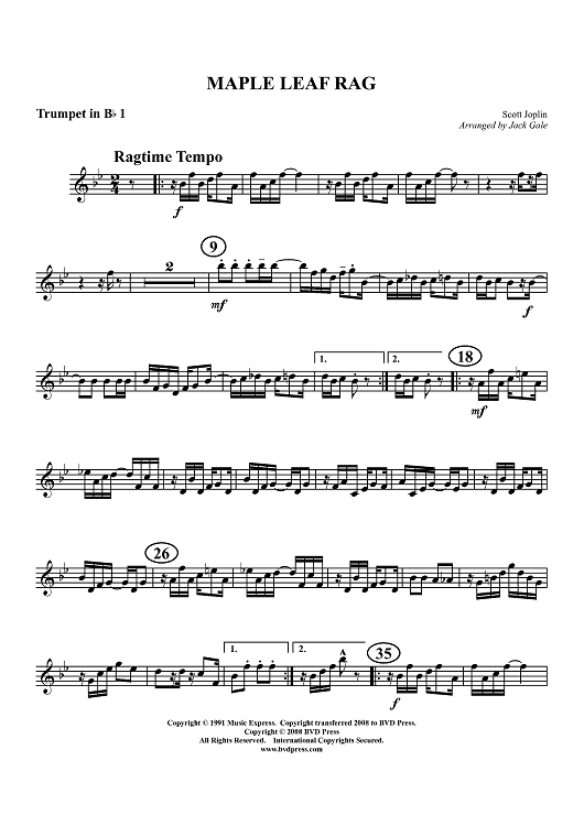 Maple Leaf Rag - Trumpet 1