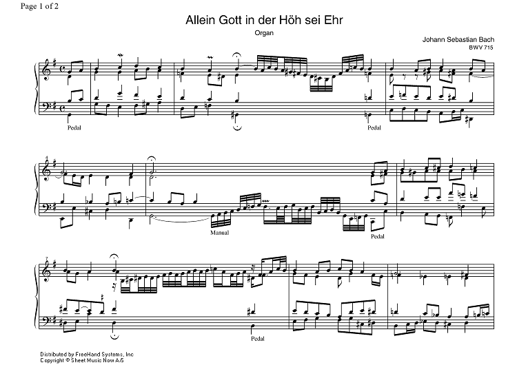Allein Gott in der Hoh sei Ehr BWV 715