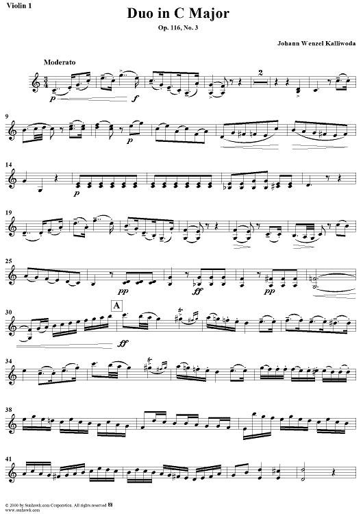 Duo No. 3 in C Major - Violin 1