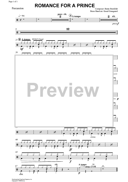 Romance for a Prince - Percussion