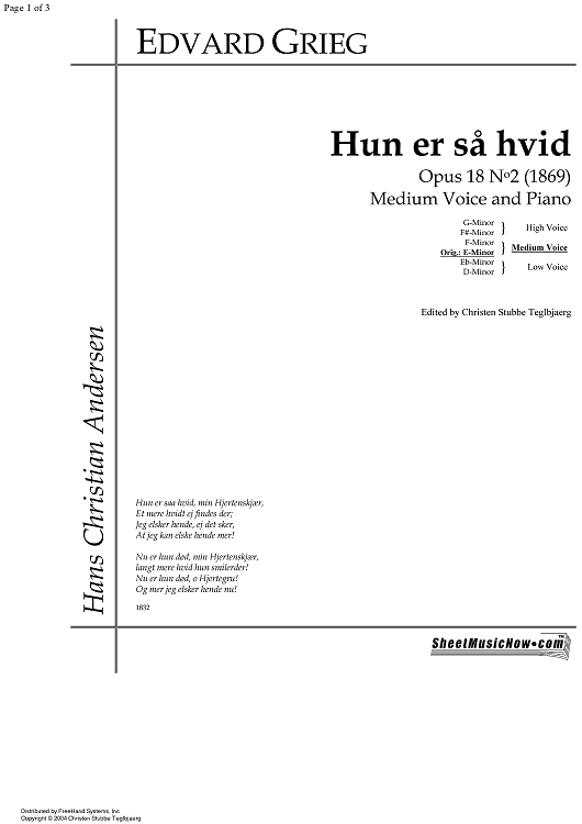 Hun er saa hvid Op.18 No. 2
