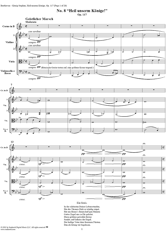 Geistlische Marsch, Chorus & Melodrama: Heil unserm Könige!, No. 8 from "König Stephan", Op. 117 - Full Score