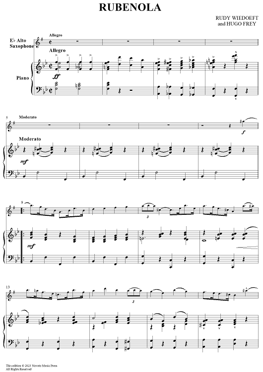 Rubenola - Piano Score (for Alto Sax)
