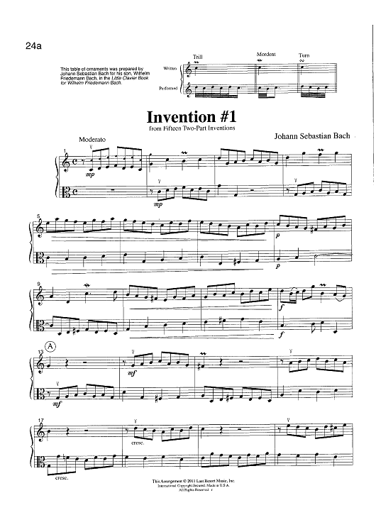Invention #I - from Fifteen Two-Part Inventions