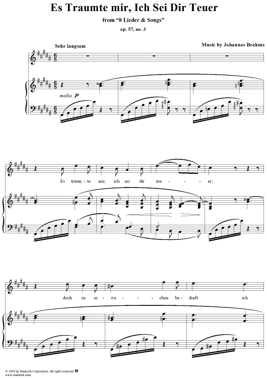 Es Träumte mir, ich sei dir teuer - No. 3 from "8 Lieder & Songs" - Op. 57