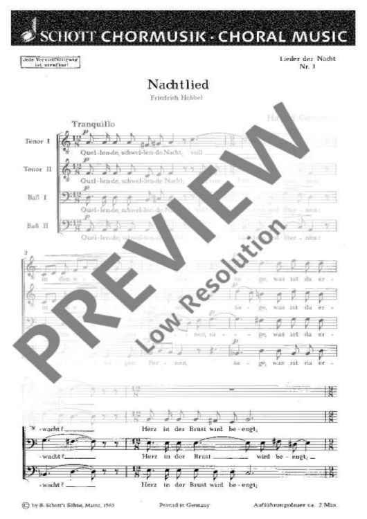 Lieder der Nacht - Choral Score
