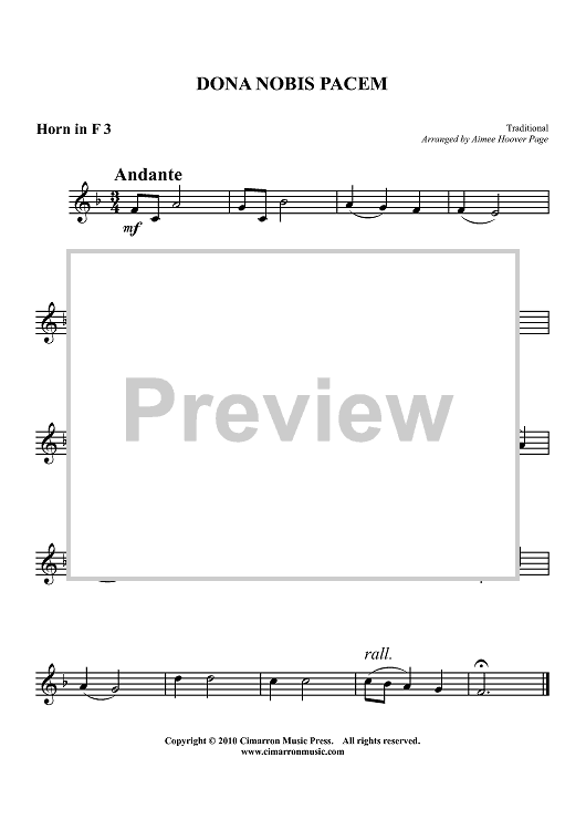 Dona Nobis Pacem - Horn in F 3