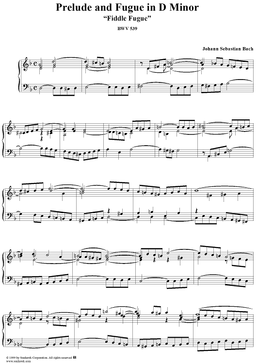 Prelude and Fugue in D Minor ("Fiddle Fugue"), BWV539